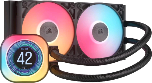 CORSAIR iCUE LINK TITAN 240 RX RGB LCD CPU LIQUID COOLER FLOWDRIVE 2 VENTOLE RX120 RGB iCUE LINK SYSTEM HUB INCLUSO DUAL FAN INTEL LGA 1851/1700, AMD AM5/AM4 NERO